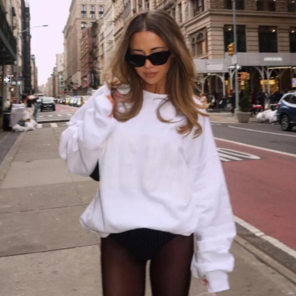 THE BAR White on White Crewneck Sweatshirt in XL